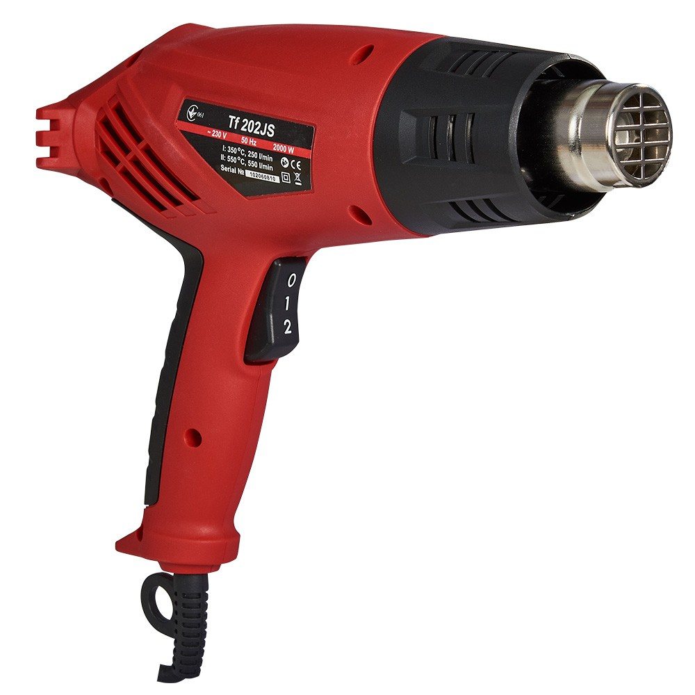 Будівельний фен Vitals Tf 202JS, 2000 Вт, 350/550 °C, чотири насадки, фото 1