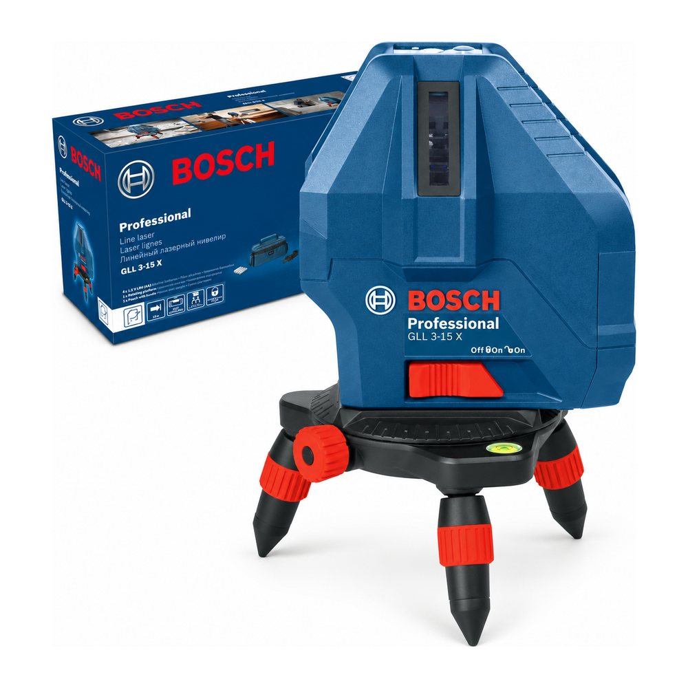 Лазерний рівень Bosch GLL 3-15 X, 3 лінії та точка схилу, 15 м, фото 1